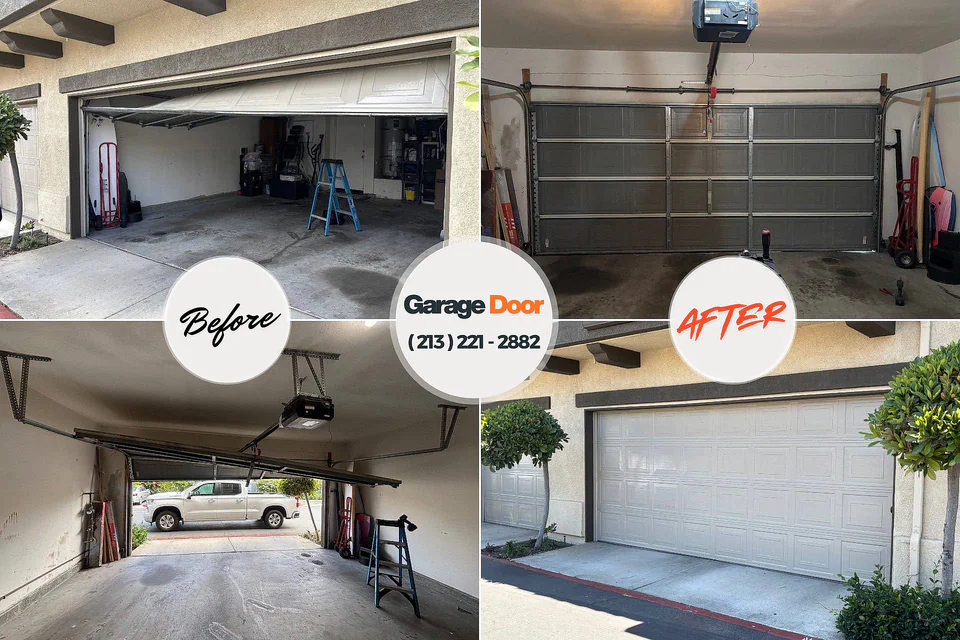 Before and after: garage door installation Bellair-Meadowbrook Terrace, FL